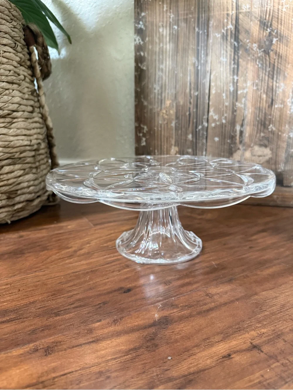 Lenox Shooting Star Clear Crystal Cake Stand 11”
